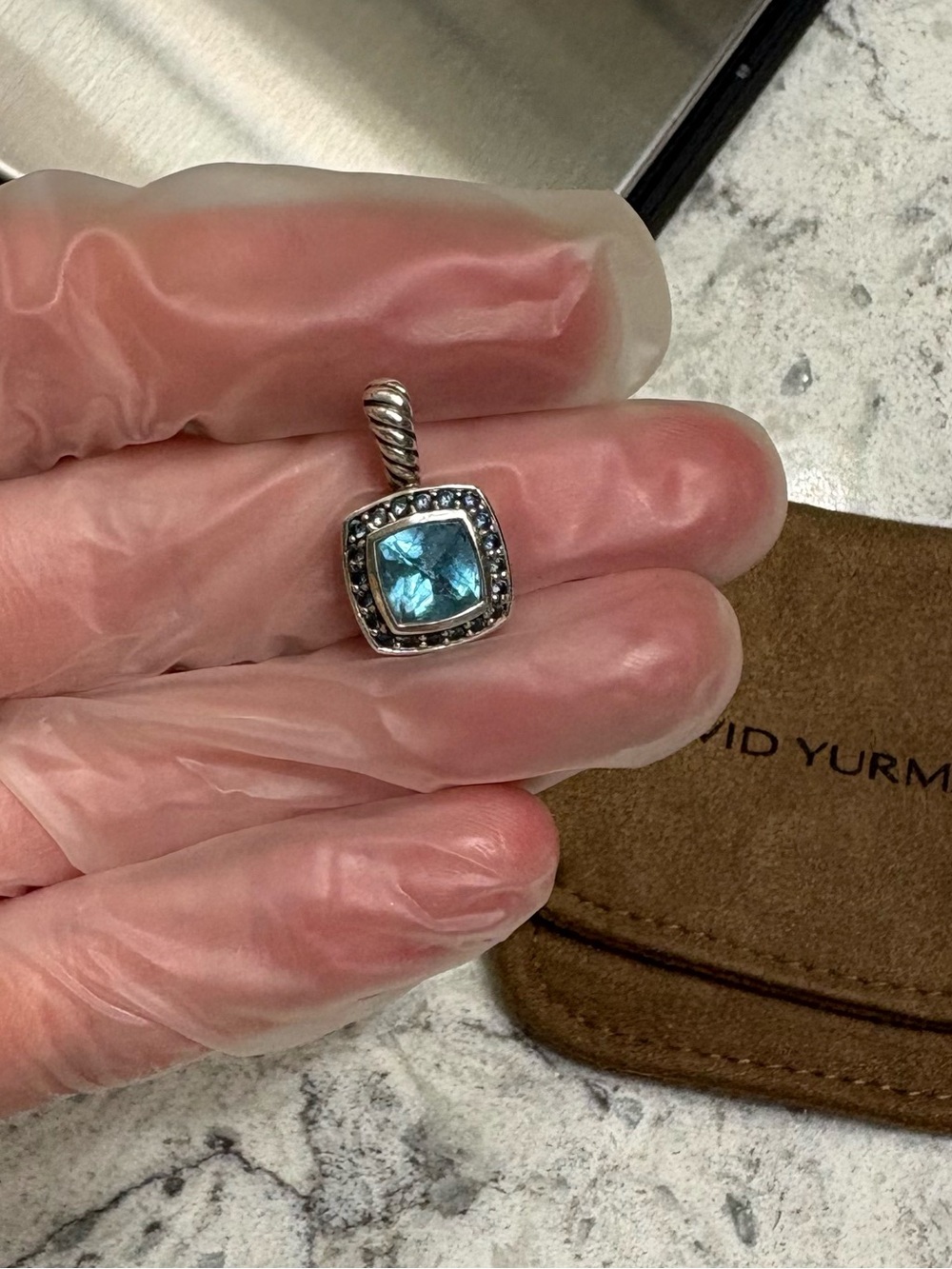 David Yurman Albion Pendant with Blue Topaz and Sapphires